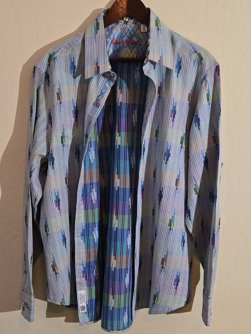 Robert Graham Blue Multi-Pattern Button-Up Shirt Discontinued Collector